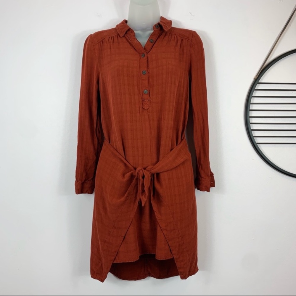 Maeve Anthropologie Burnt Orange Wrap Dress Midi